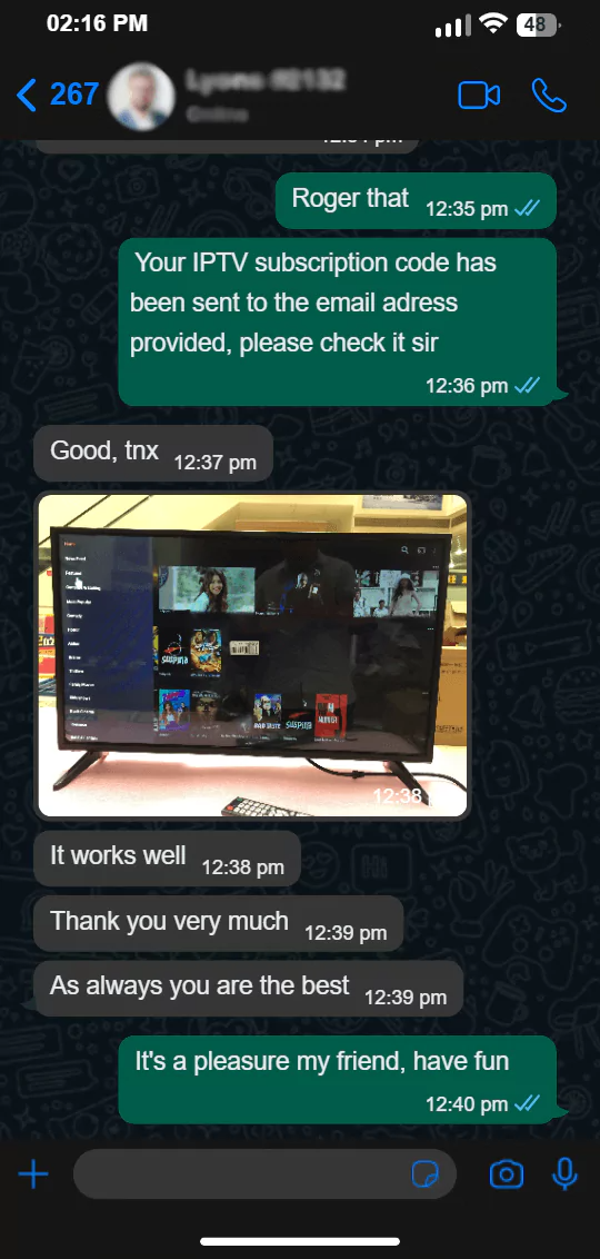 Anchora IPTV customer screenshot